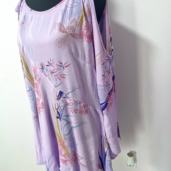 FRE PEOPLE Lavender  mini Floral Cold Shoulder Dress XS - Picture 8 of 8